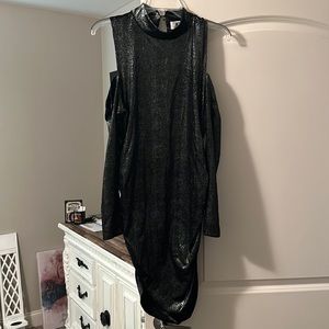 Woman’s cold shoulder ruched dress